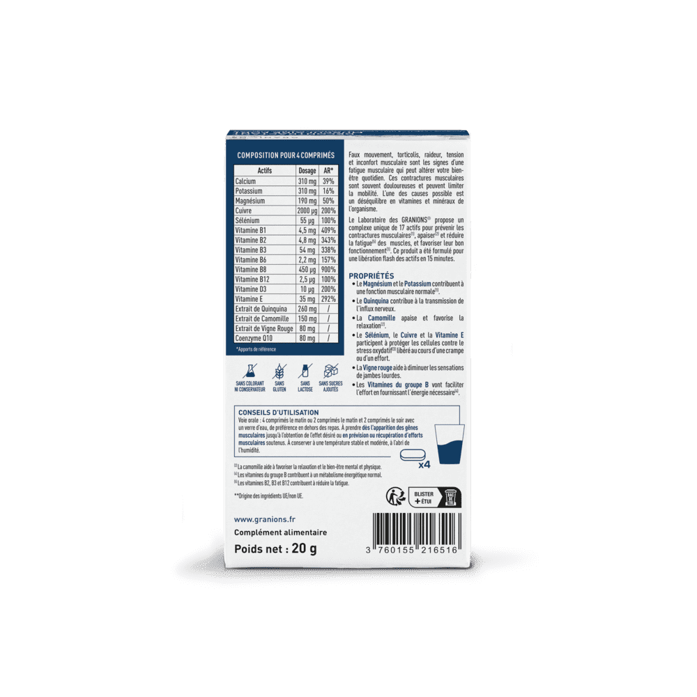 Granions decontractant musculaire fort cpr b/20