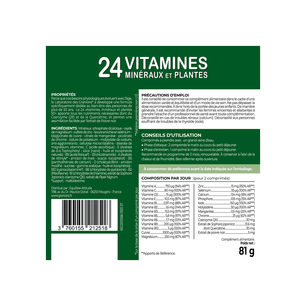 Granions 24 vitamines senior cpr pilulier/90